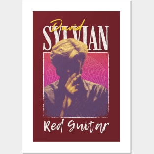 David Sylvian Vintage 1970 // Red Guitar Original Fan Design Artwork Posters and Art